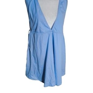 Abercrombie Fitch Dress Babydoo Dress Side Ties Plunging Neckline Mini Baby Blue